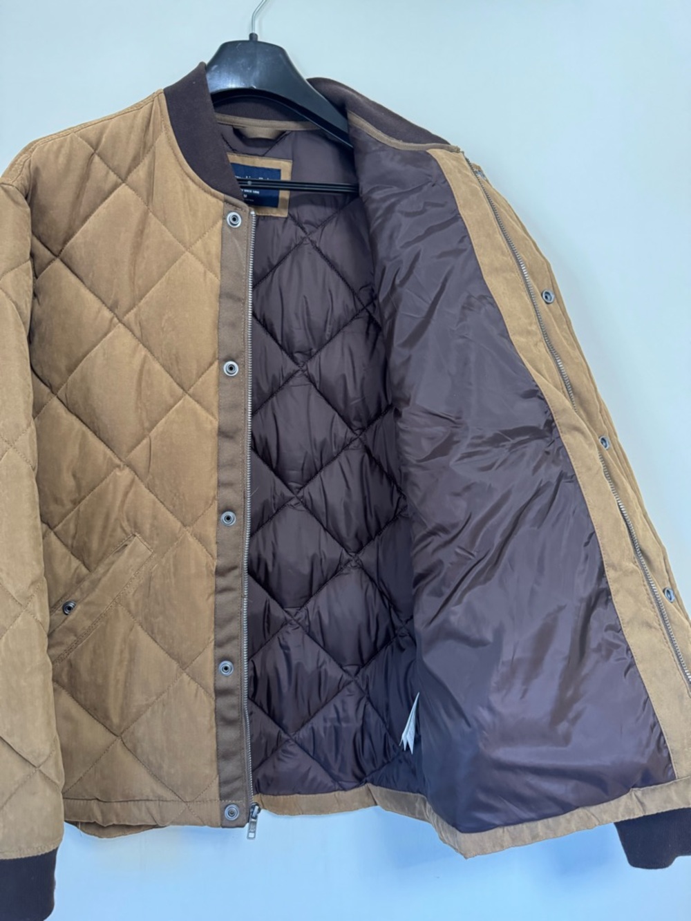 Abercrombie & Fitch Quilted Jacket Brown Men’s M Snap Button Puffer Coat - Picture 5 of 7